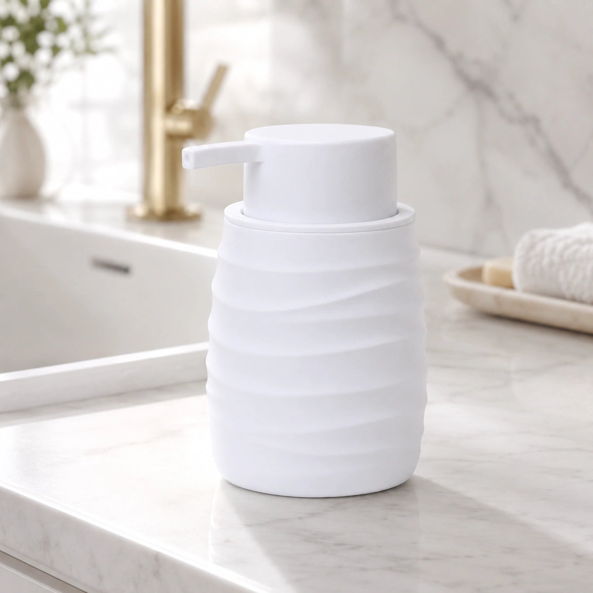 Distributeur de savon rayé mat blanc 230 ml - Savena - photo 2