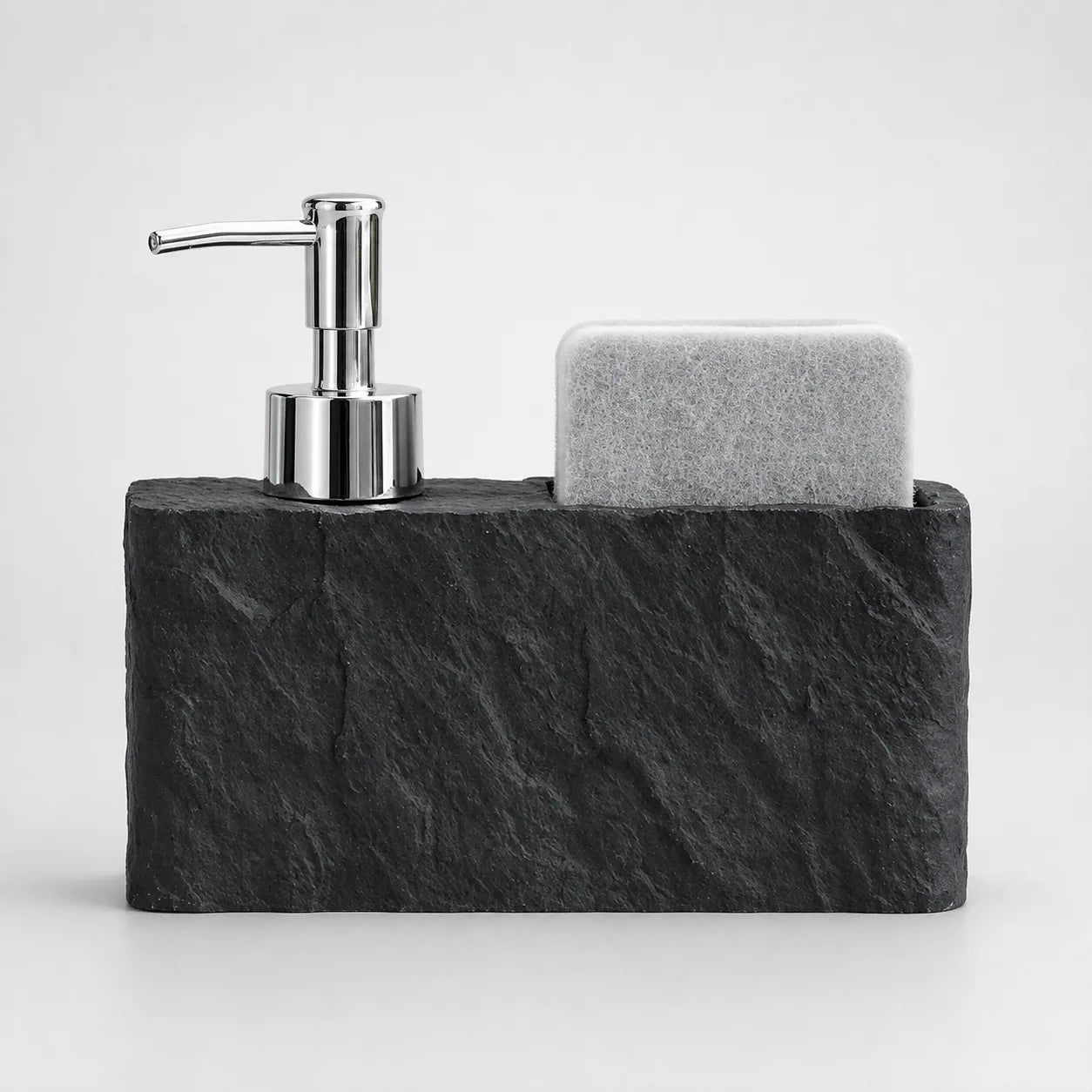 Distributeur de savon cuisine effet pierre noire avec porte-éponge - Savena - photo 1