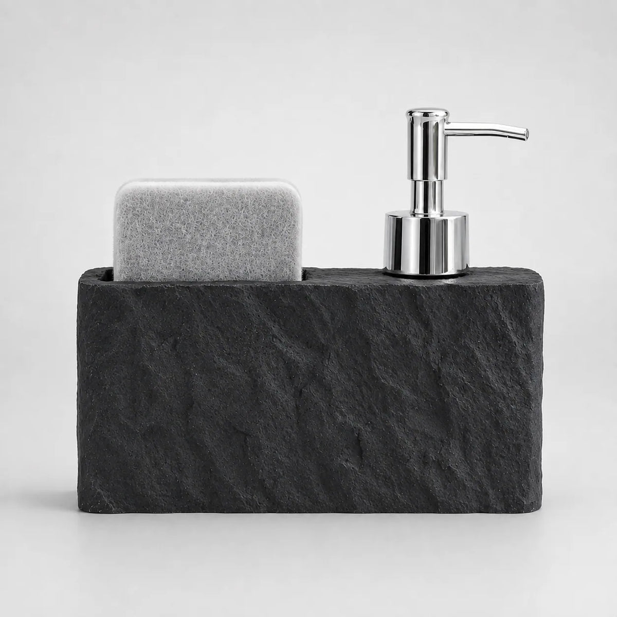 Distributeur de savon cuisine effet pierre noire avec porte-éponge - Savena - photo 3