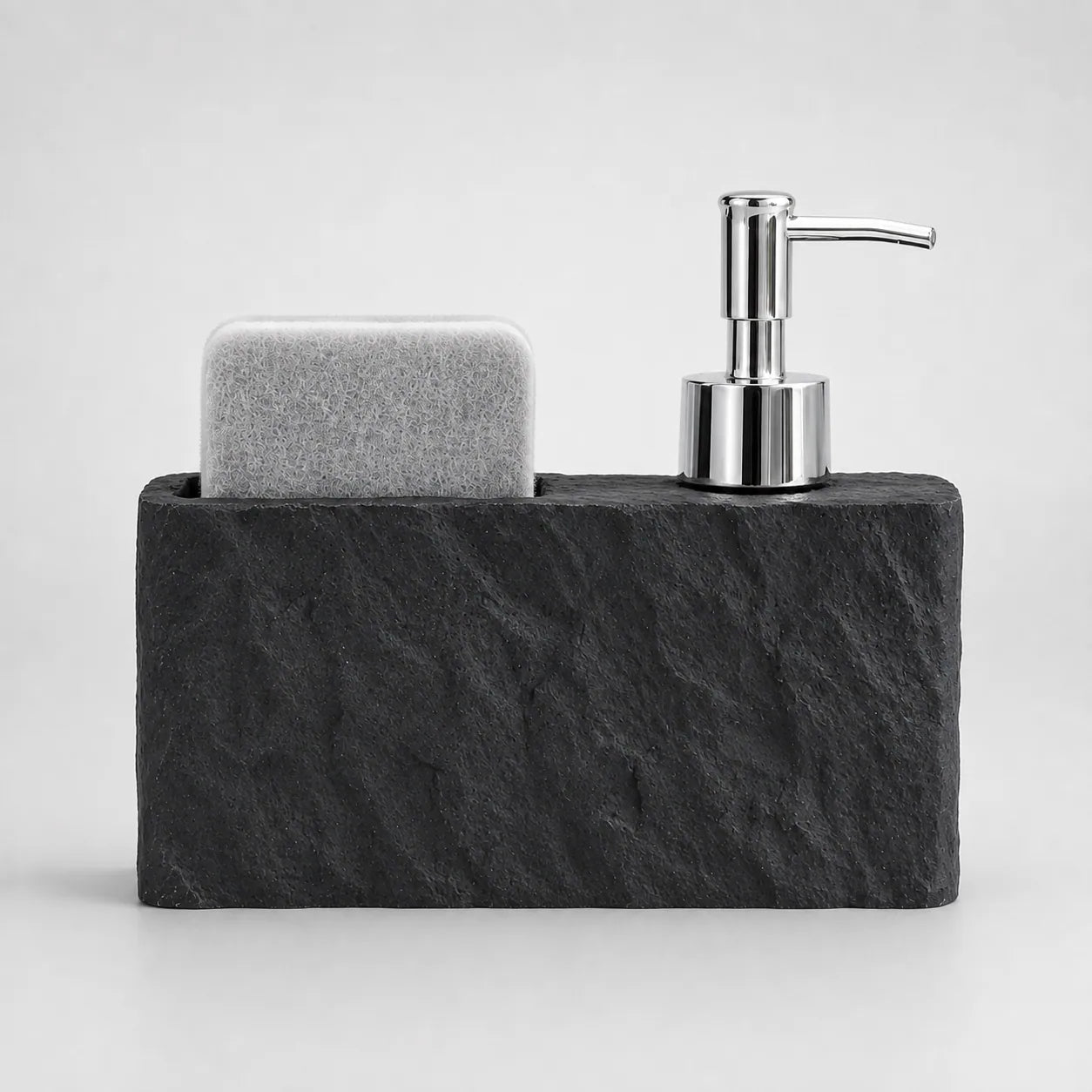 Distributeur de savon cuisine effet pierre noire avec porte-éponge - Savena - photo 3