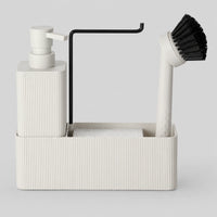 Set distributeur de savon cuisine beige avec porte-éponge et porte-serviette - Savena - photo 1