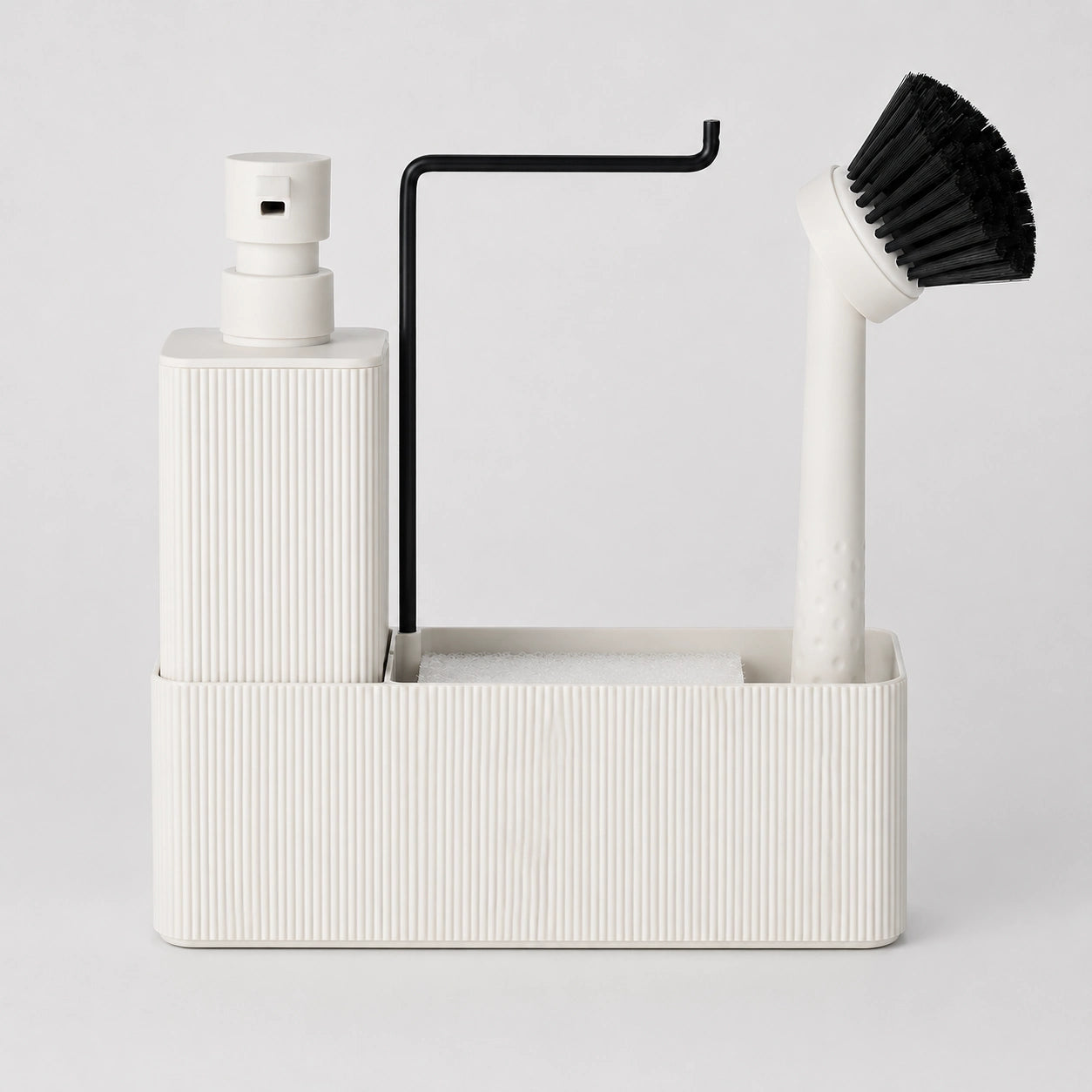 Set distributeur de savon cuisine beige avec porte-éponge et porte-serviette - Savena - photo 3