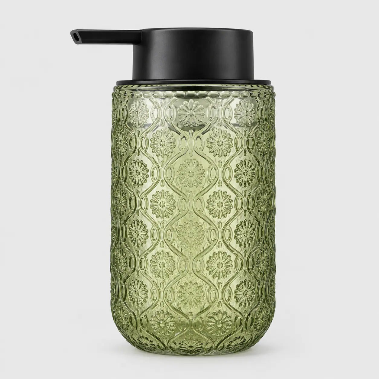 Distributeur de savon mousse en verre vintage gravé vert 400 ml - Savena - photo 1