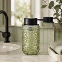 Distributeur de savon mousse en verre vintage gravé vert 400 ml - Savena - photo 3