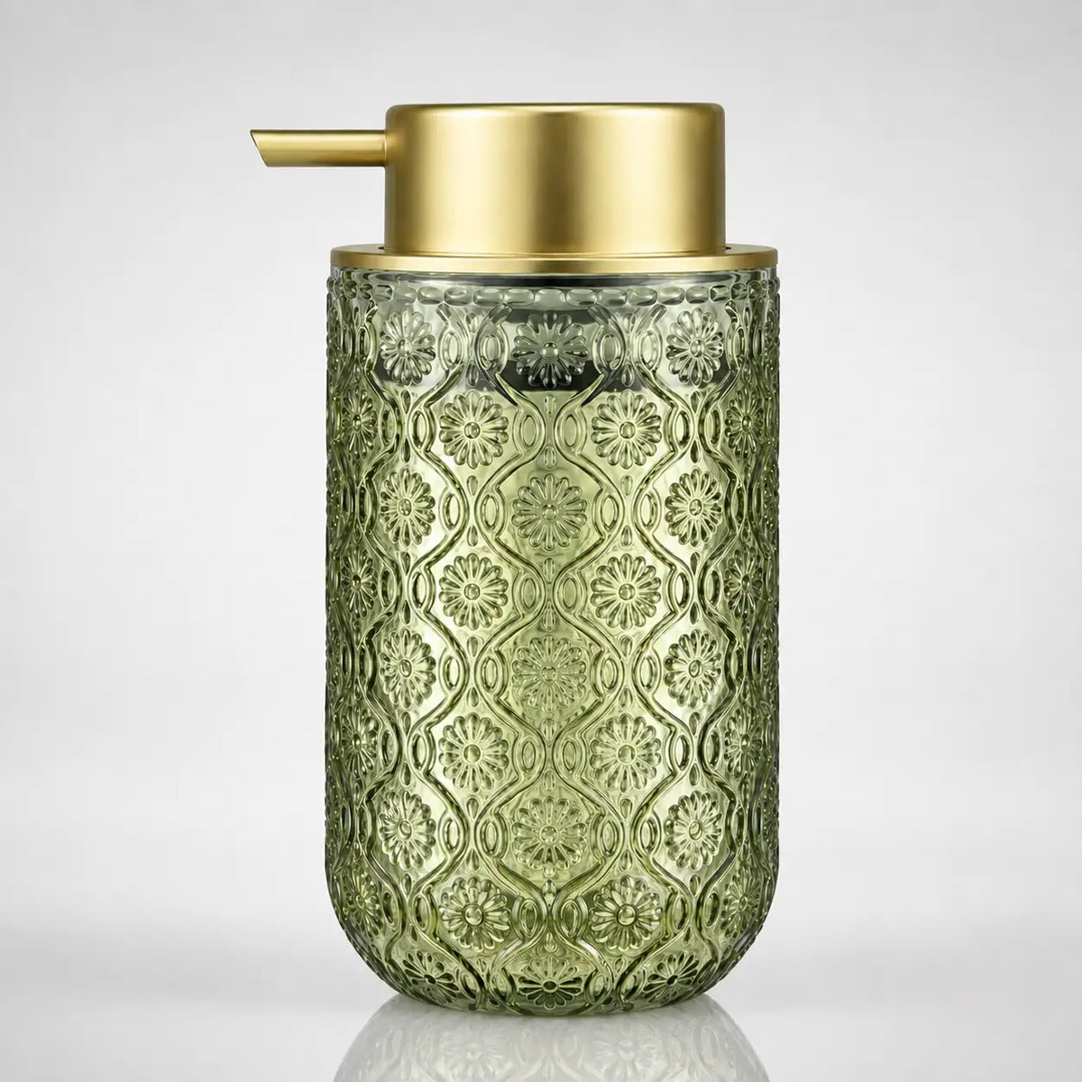 Distributeur de savon mousse en verre vintage gravé doré 400 ml - Savena - photo 1