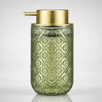 Distributeur de savon mousse en verre vintage gravé doré 400 ml - Savena - photo 1