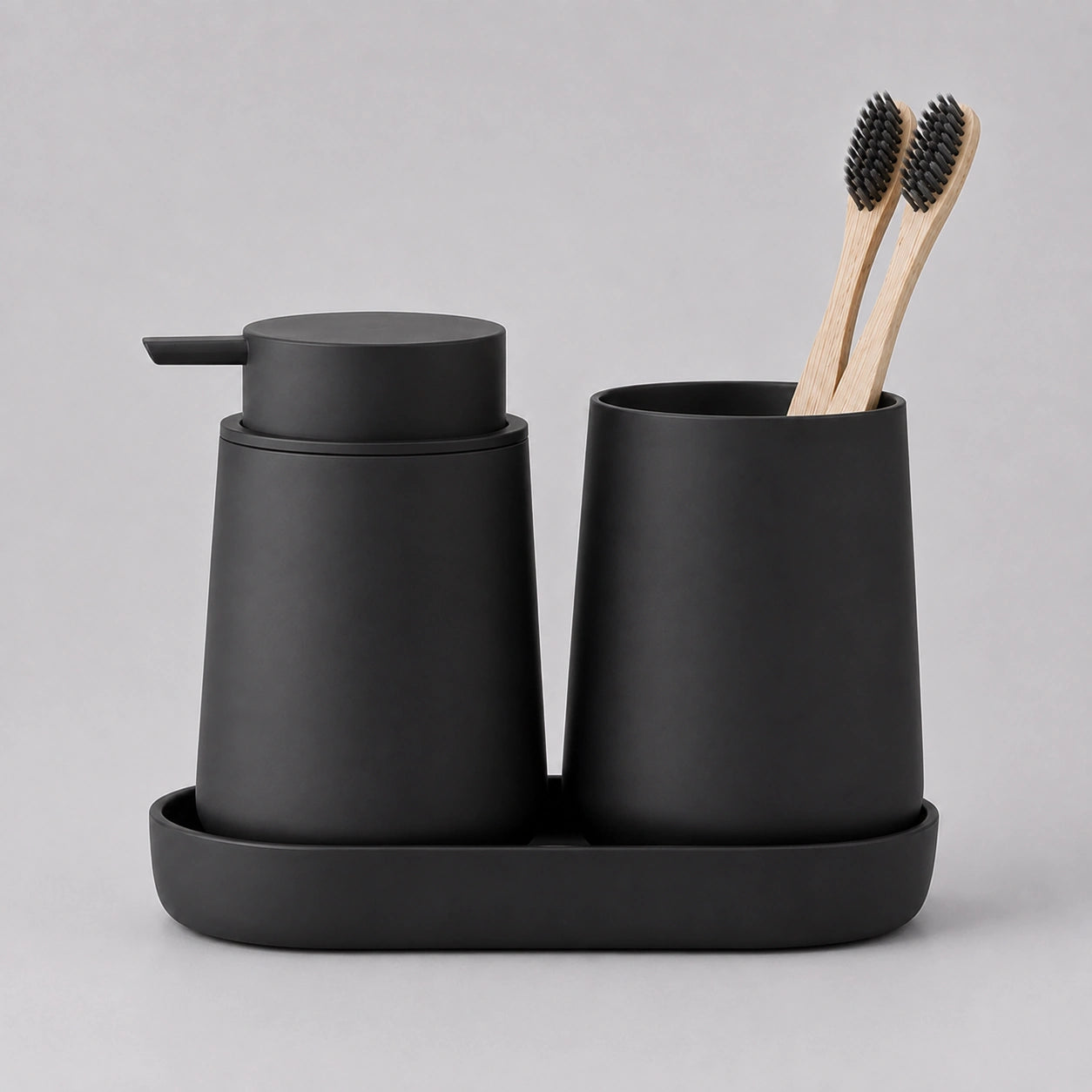 Set salle de bain 3 pièces noir minimaliste 320 ml - Savena - photo 1