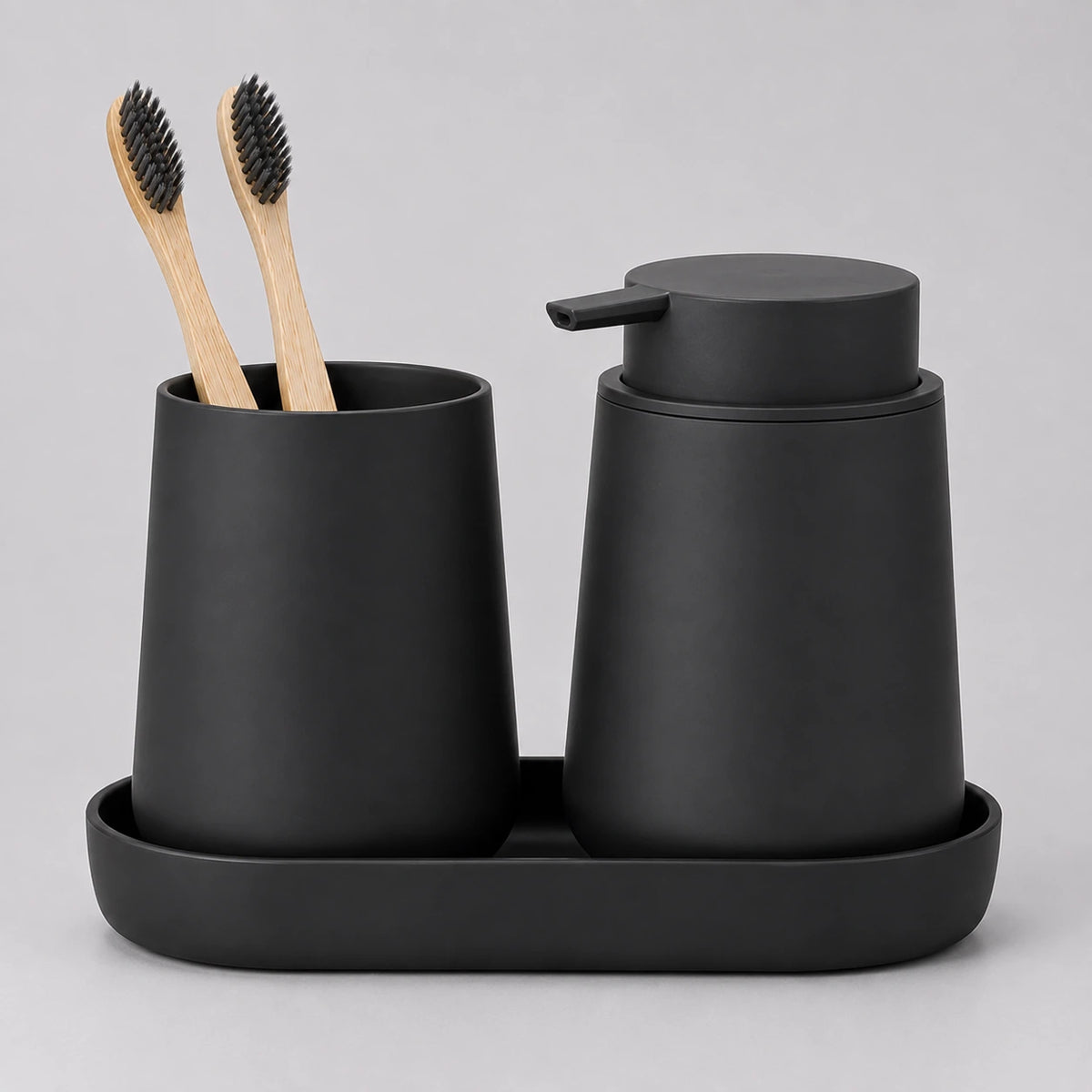 Set salle de bain 3 pièces noir minimaliste 320 ml - Savena - photo 3