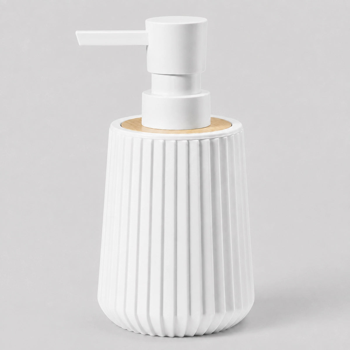 Distributeur de savon rayé finition bambou blanc 250 ml - Savena - photo 1