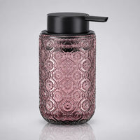 Distributeur de savon mousse en verre vintage gravé rose 400 ml - Savena - photo 1
