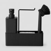 Set distributeur de savon cuisine noir avec porte-éponge et porte-serviette - Savena - photo 3