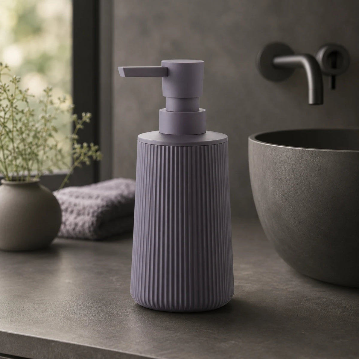 Distributeur de savon rayé mat violet 250 ml - Savena - photo 2