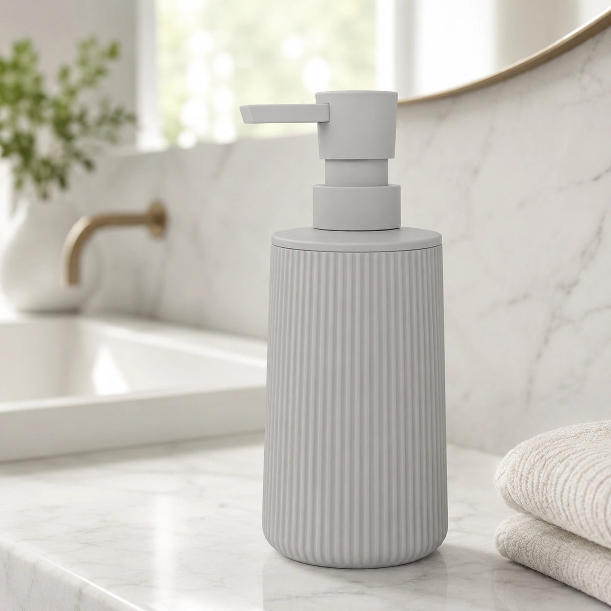Distributeur de savon rayé mat beige 250 ml - Savena - photo 2