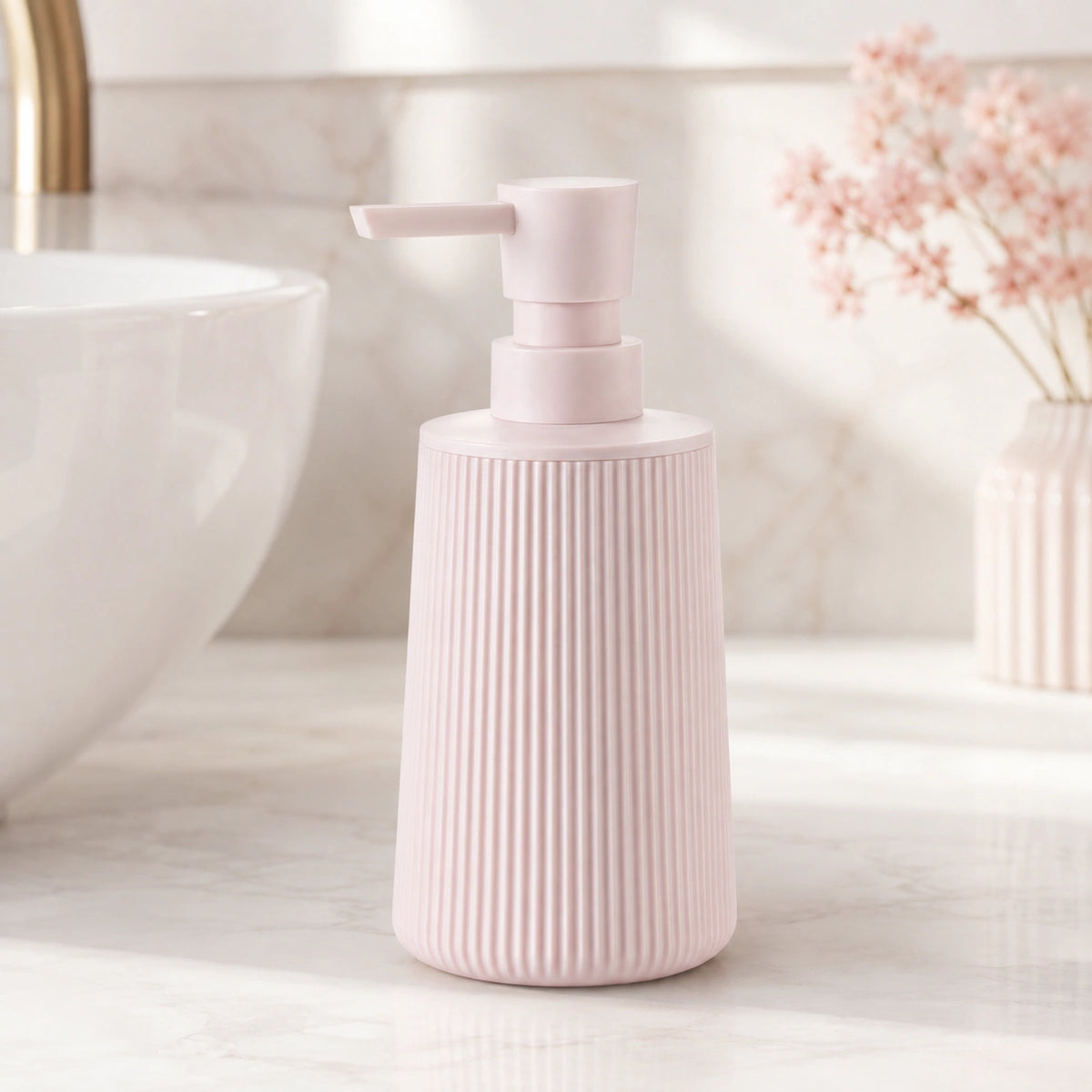 Distributeur de savon rayé mat rose 250 ml - Savena - photo 2
