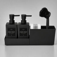 Set distributeur de savon cuisine noir 4 en 1 avec porte-éponge et brosse - Savena - photo 1