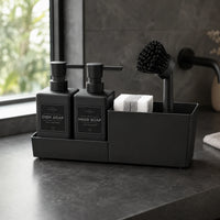 Set distributeur de savon cuisine noir 4 en 1 avec porte-éponge et brosse - Savena - photo 2