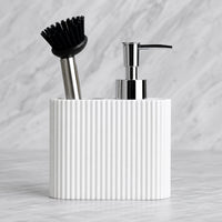 Set distributeur de savon cuisine 3 en 1 blanc avec porte-éponge et brosse - Savena - photo 4