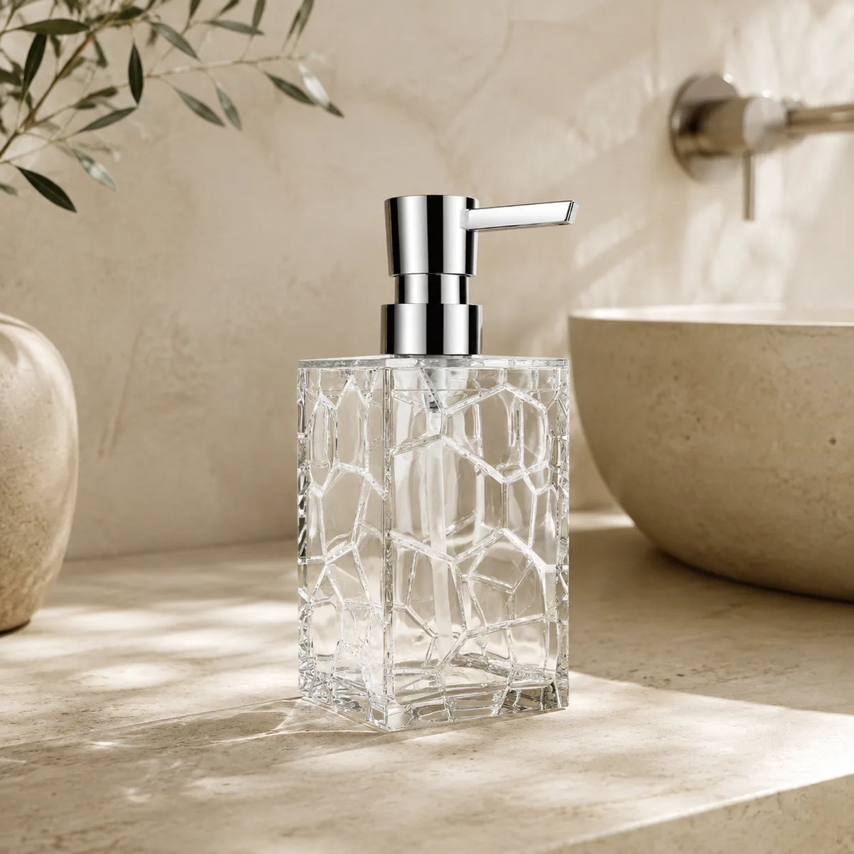 Distributeur de savon acrylique transparent anti-rouille 320 ml - Savena - photo 4
