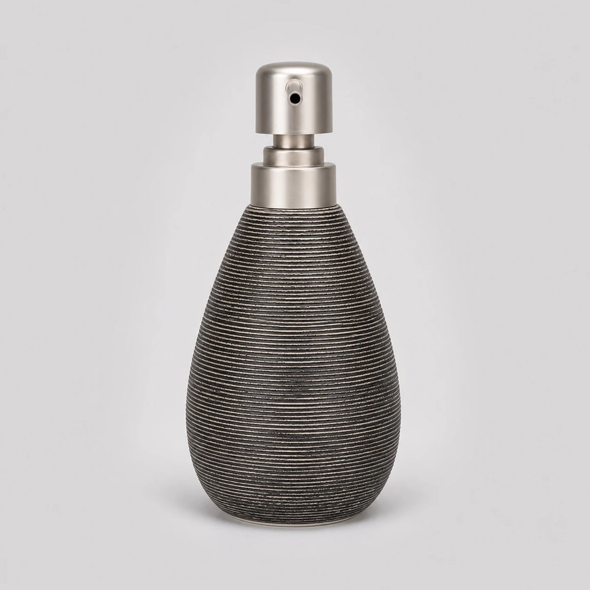 Distributeur de savon céramique rétro noir à pompe poussoir - modèle court - Savena - photo 3