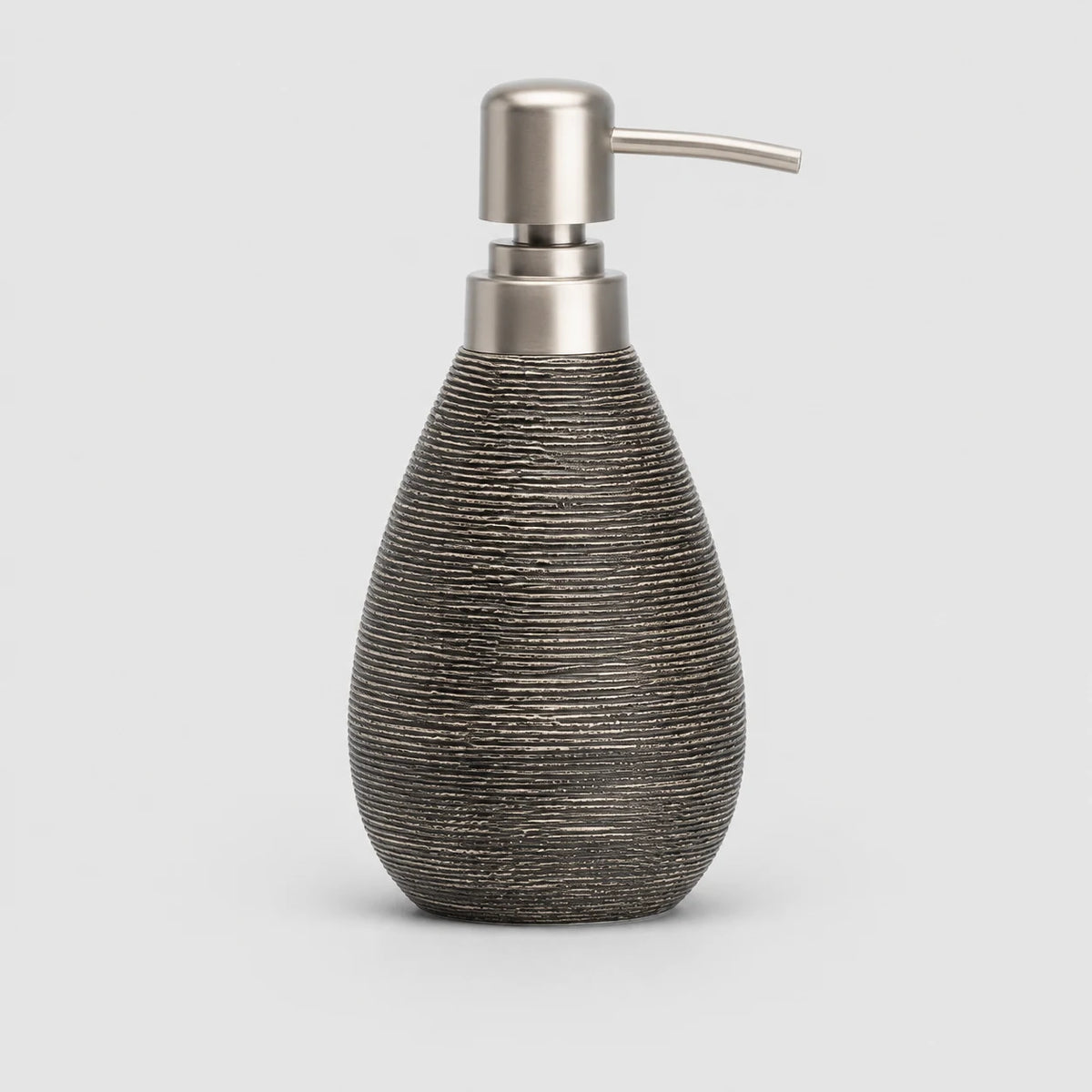 Distributeur de savon céramique rétro noir à pompe poussoir - modèle court - Savena - photo 1
