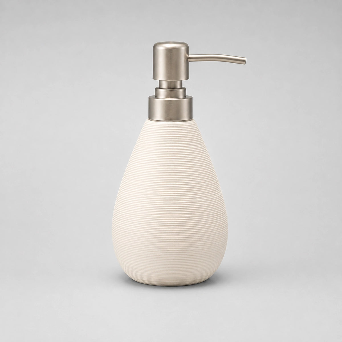 Distributeur de savon céramique rétro blanc à pompe poussoir - modèle court - Savena - photo 1
