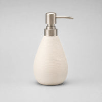 Distributeur de savon céramique rétro blanc à pompe poussoir - modèle court - Savena - photo 1