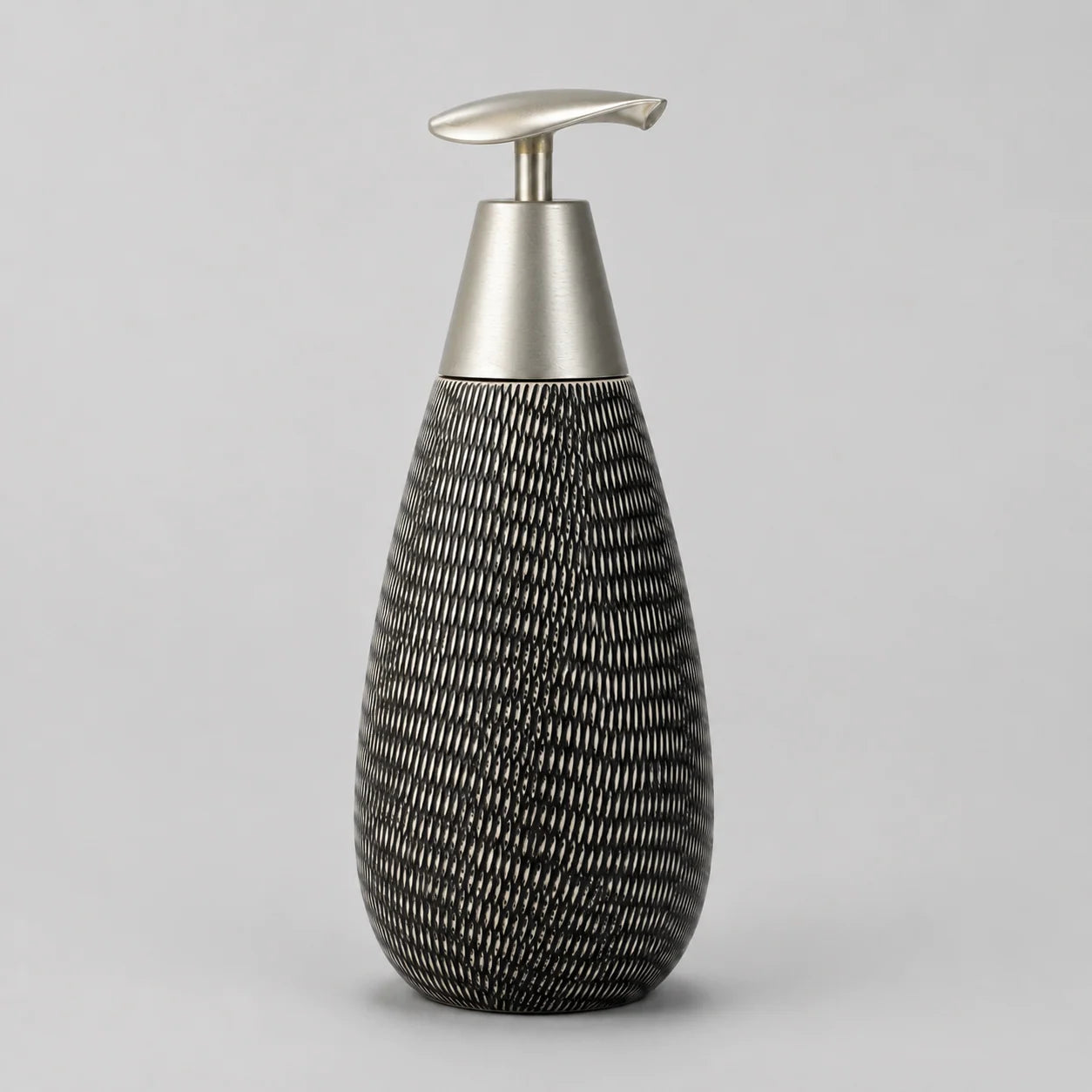 Distributeur de savon céramique rétro noir à pompe poussoir - modèle haut - Savena - photo 4