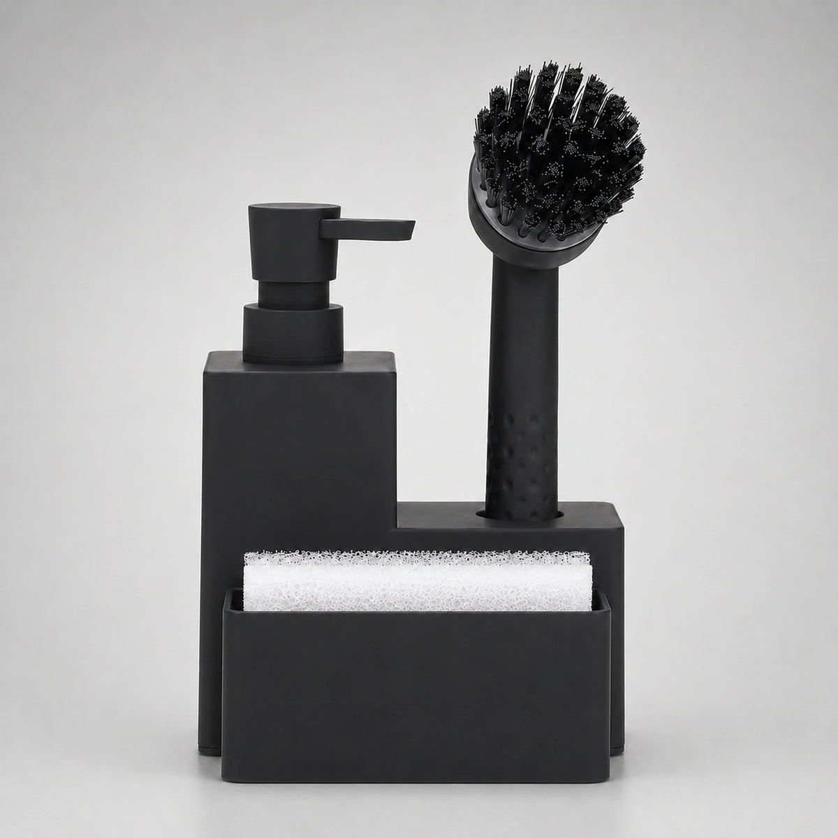 Distributeur de savon vaisselle noir carré 3 en 1 pour cuisine - Savena - photo 1