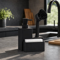 Distributeur de savon vaisselle noir carré 3 en 1 pour cuisine - Savena - photo 2