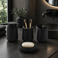 Set salle de bain 4 pièces noir mat avec distributeur de savon et accessoires - Savena - photo 2