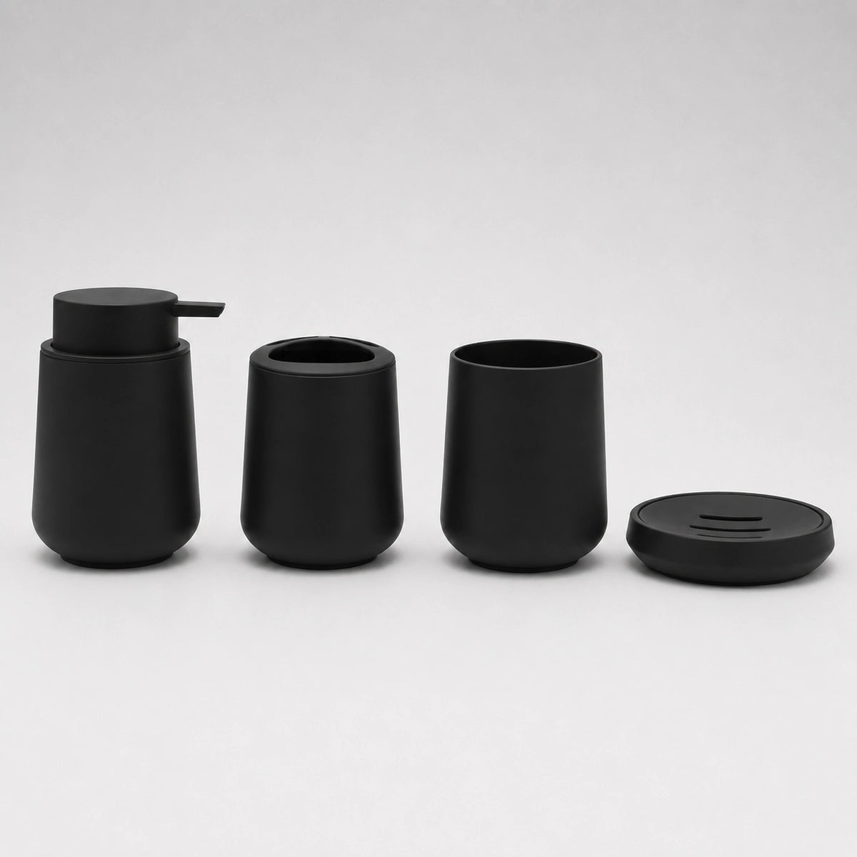 Set salle de bain 4 pièces noir mat avec distributeur de savon et accessoires - Savena - photo 3