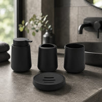 Set salle de bain 4 pièces noir mat avec distributeur de savon et accessoires - Savena - photo 4