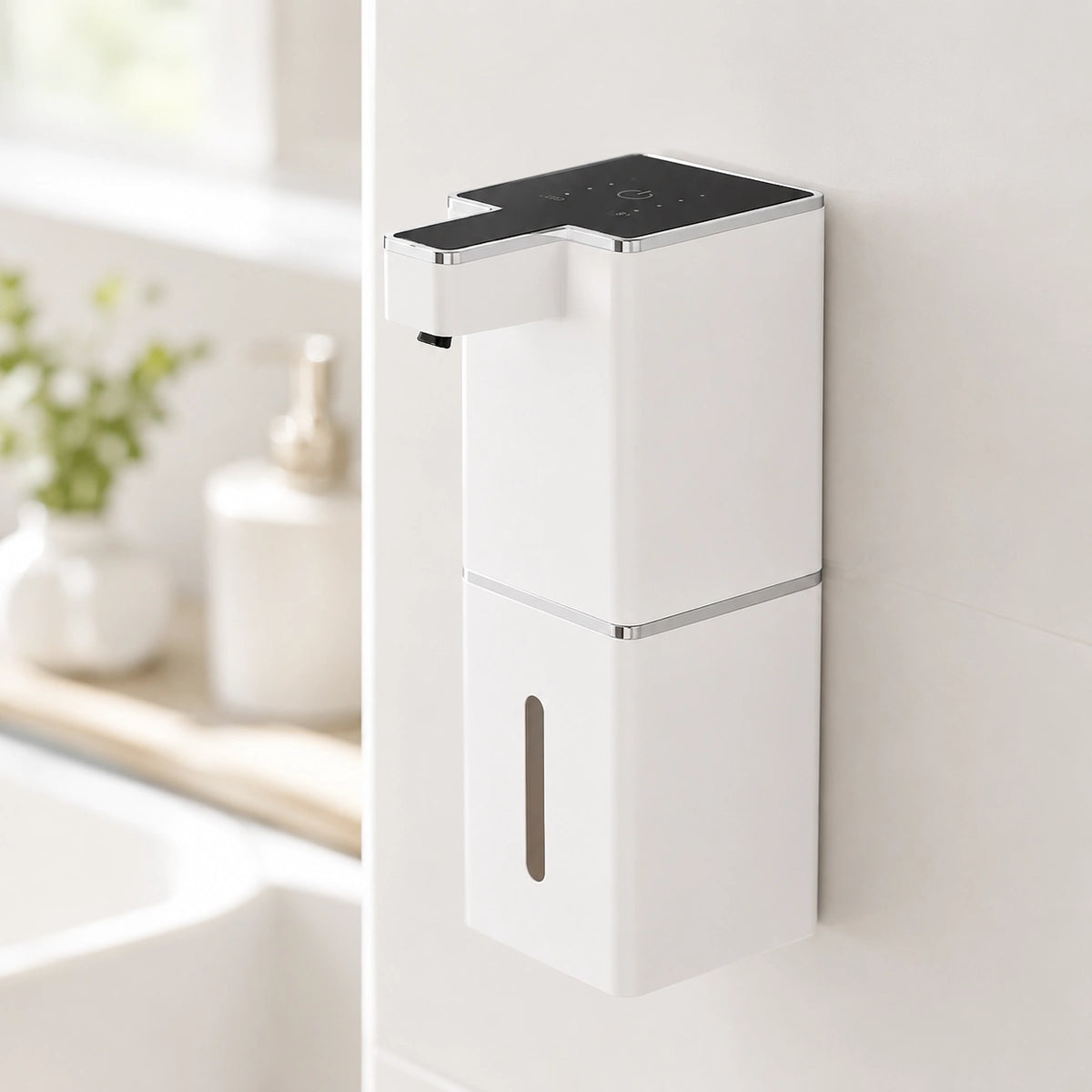 Distributeur mural de savon intelligent noir miroir, sortie gel - Savena - photo 2