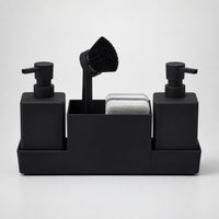 Set distributeur de savon cuisine noir avec porte-éponge et brosse 450 ml - Savena - photo 1