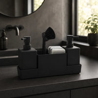 Set distributeur de savon cuisine noir avec porte-éponge et brosse 450 ml - Savena - photo 2
