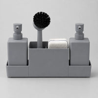 Set distributeur de savon cuisine gris avec porte-éponge et brosse 450 ml - Savena - photo 1