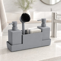 Set distributeur de savon cuisine gris avec porte-éponge et brosse 450 ml - Savena - photo 2