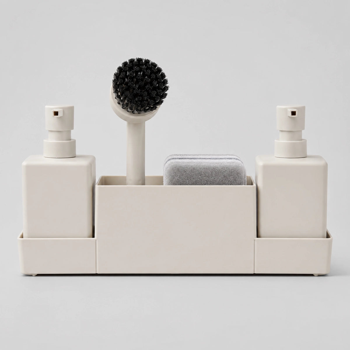 Set distributeur de savon cuisine beige avec porte-éponge et brosse 450 ml - Savena - photo 4