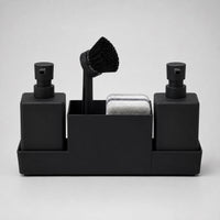 Set distributeur de savon cuisine noir avec porte-éponge et brosse 450 ml - Savena - photo 3