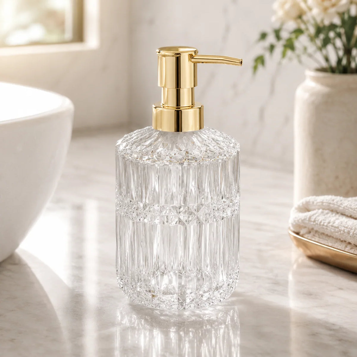 Distributeur de savon en verre rechargeable transparent 400 ml - Savena - photo 2