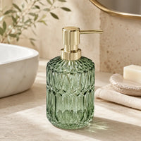 Distributeur de savon en verre rechargeable vert 400 ml - Savena - photo 2
