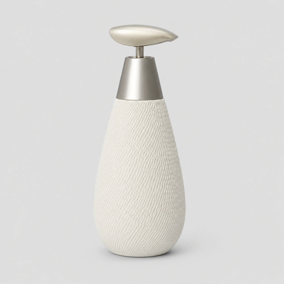 Distributeur de savon céramique rétro blanc à pompe poussoir - modèle haut - Savena - photo 1