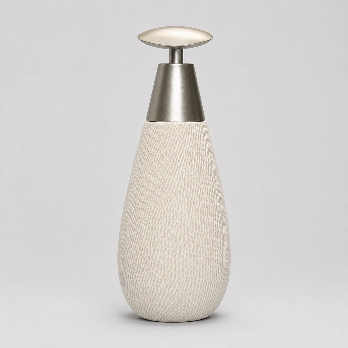 Distributeur de savon céramique rétro blanc à pompe poussoir - modèle haut - Savena - photo 3