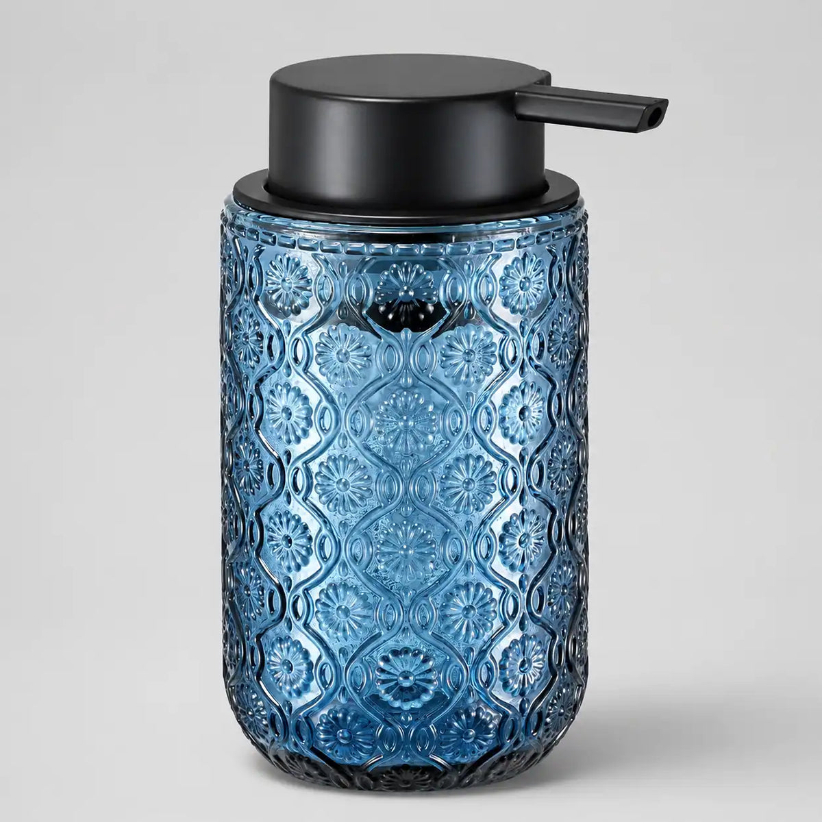 Distributeur de savon mousse en verre vintage gravé bleu 400 ml - Savena - photo 1
