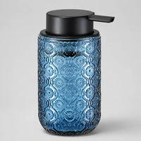 Distributeur de savon mousse en verre vintage gravé bleu 400 ml - Savena - photo 1
