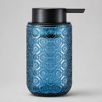 Distributeur de savon mousse en verre vintage gravé bleu 400 ml - Savena - photo 3