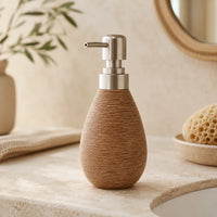 Distributeur de savon céramique rétro marron à pompe poussoir - modèle court - Savena - photo 2