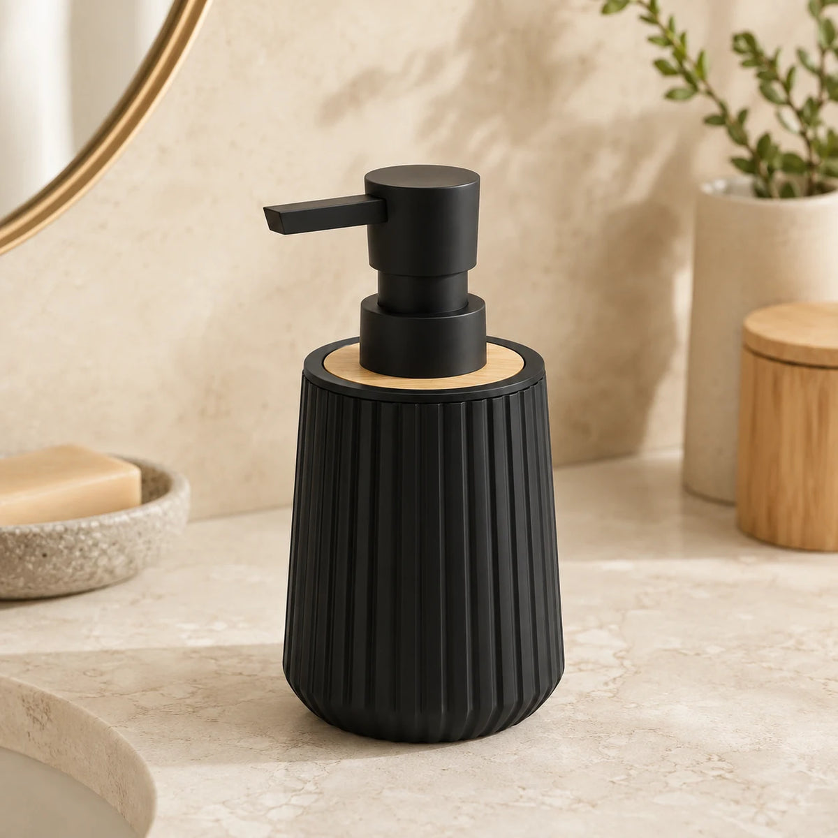 Distributeur de savon rayé finition bambou noir mat 250 ml - Savena - photo 5