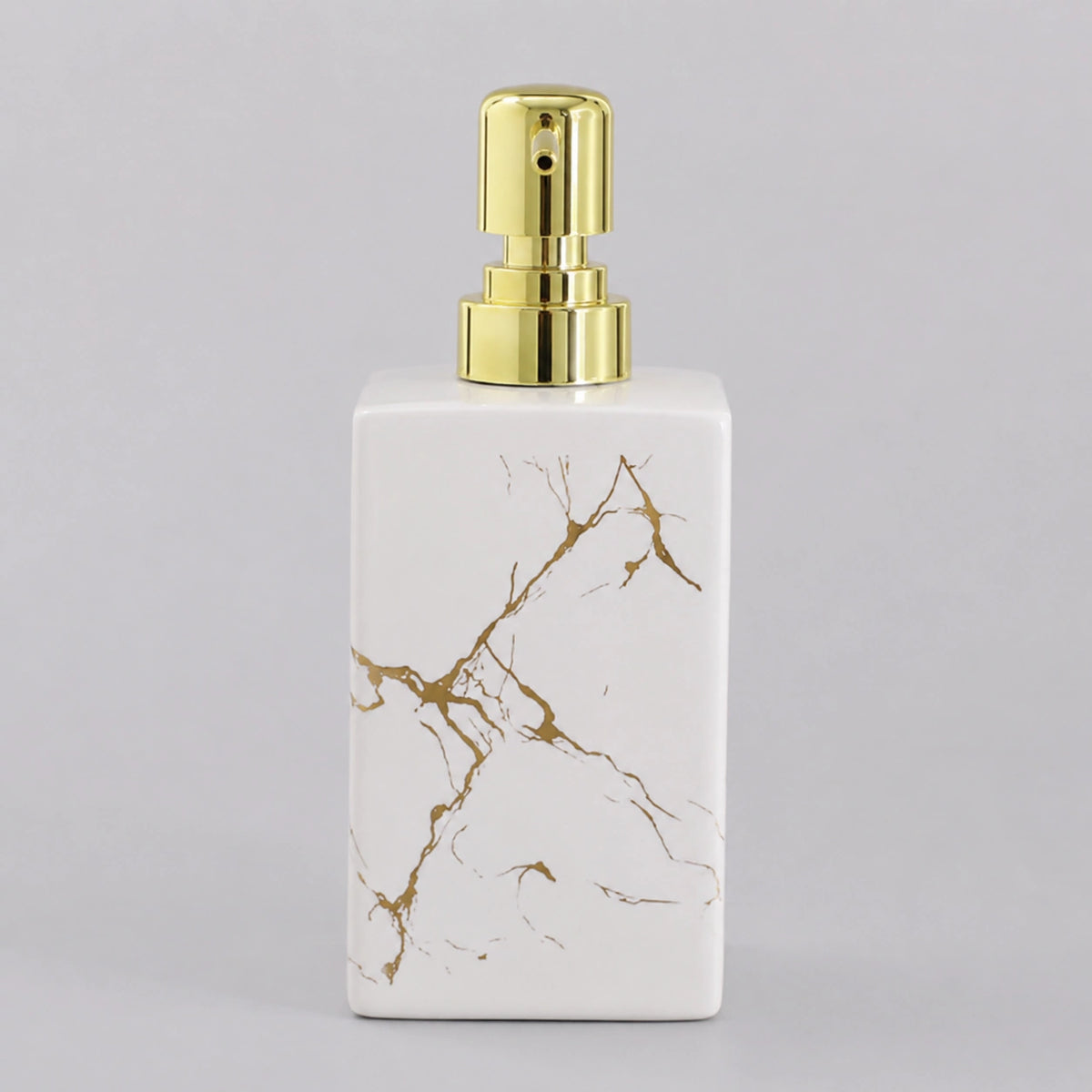 Distributeur de savon céramique effet marbre style européen blanc 350 ml - Savena - photo 3