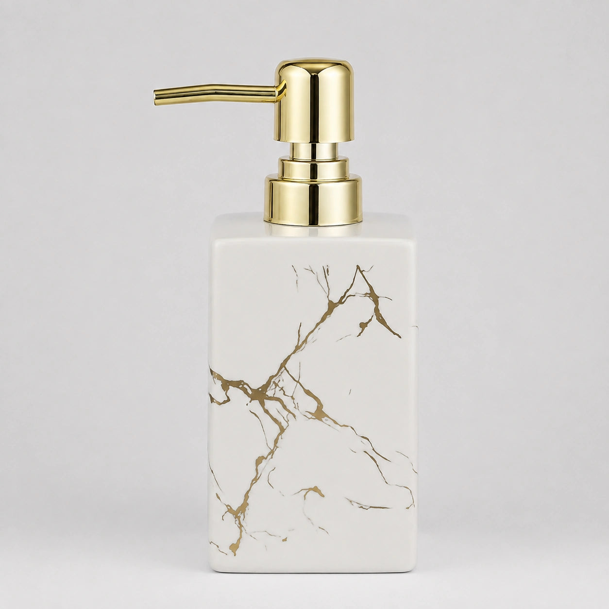 Distributeur de savon céramique effet marbre style européen blanc 350 ml - Savena - photo 1
